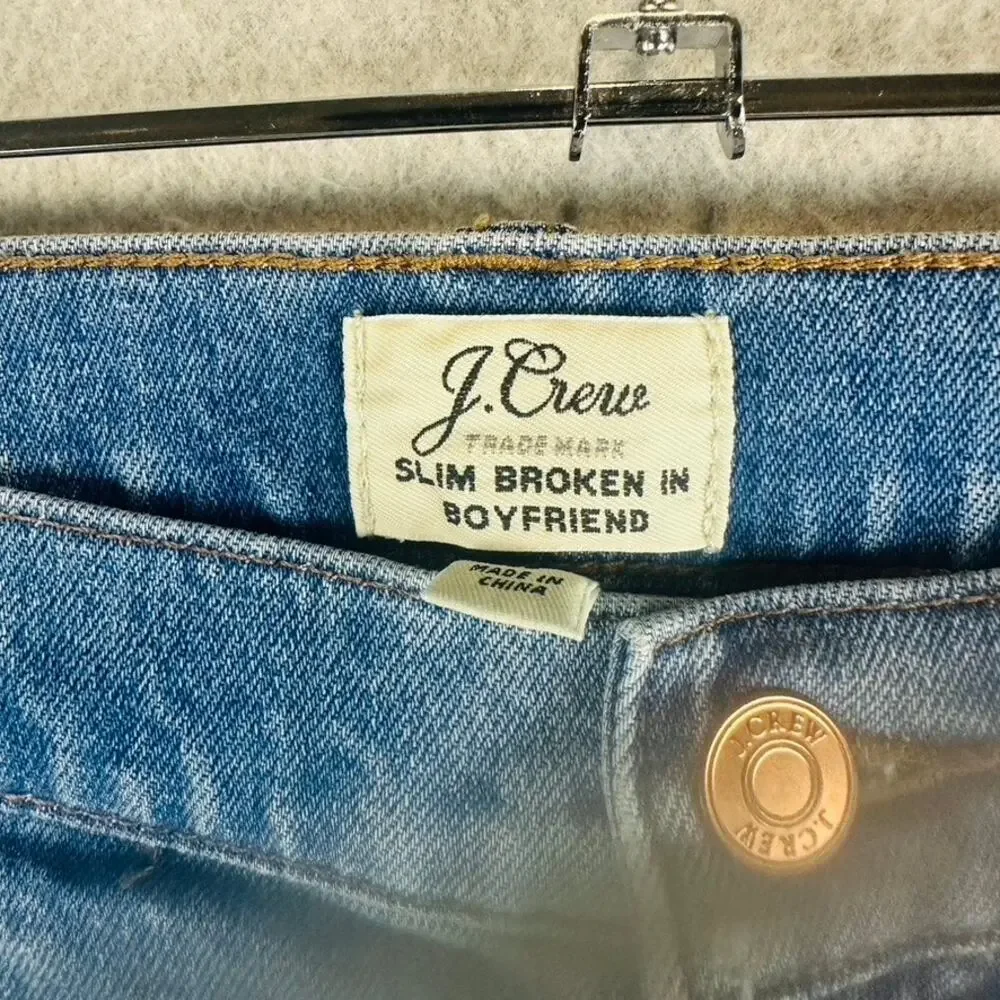 J. Crew Womans Sz‎ 32/14 Slim Broken In Boyfriend Jeans Stretch Pockets Blue